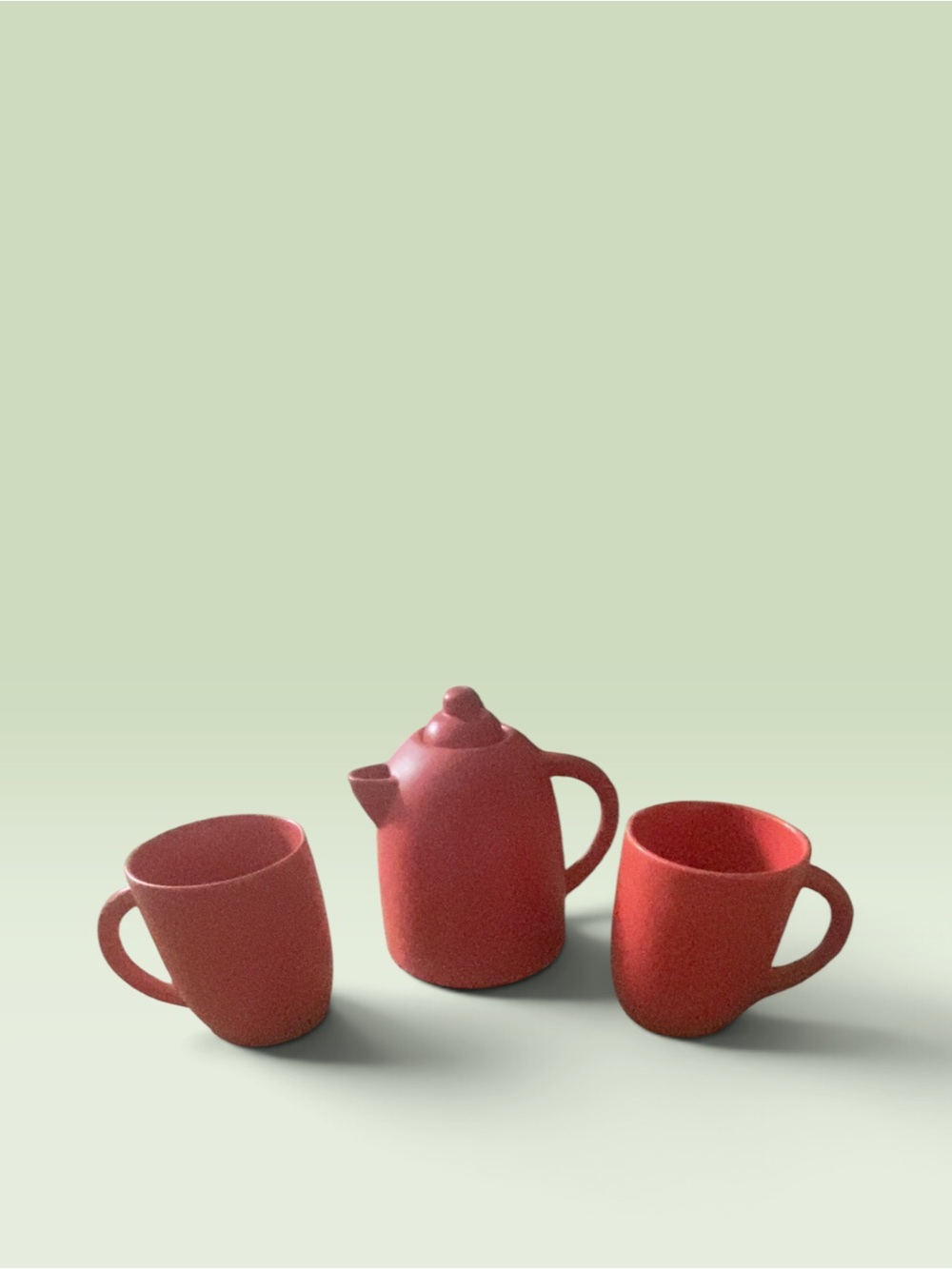 MSRF Inc.Design Studio Chicago Illinois Burgundy Teapot & Mugs. Super Cute!